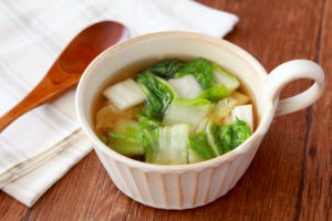 レンジ加熱7分で　白菜の中華スープ